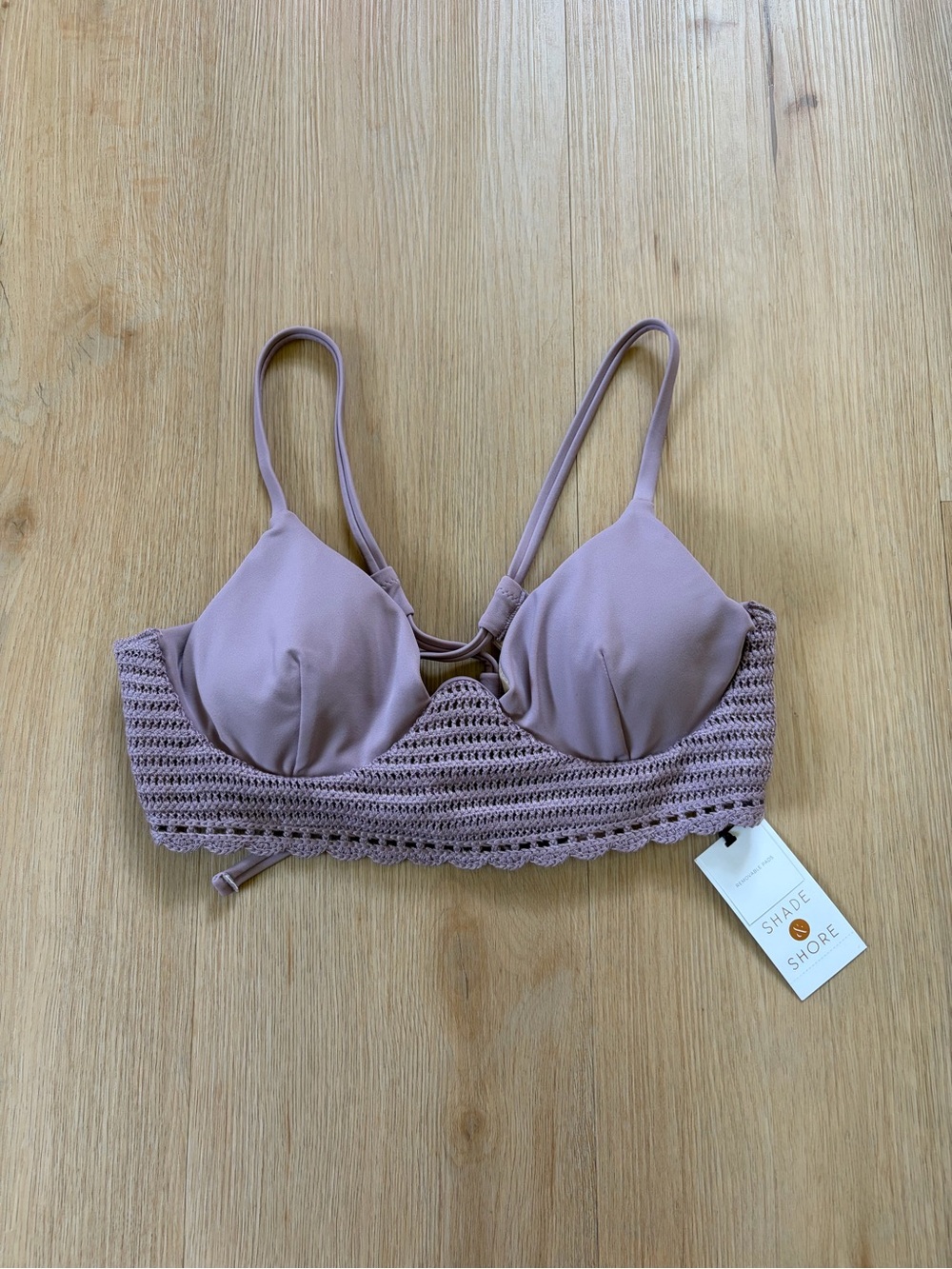 Shade & Shore Dusty Mauve Crochet Bikini Top